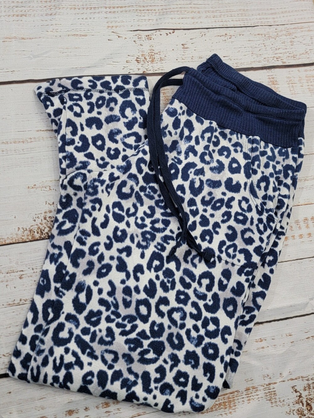 Womens  Navy Leopard Print Pajama Pants
